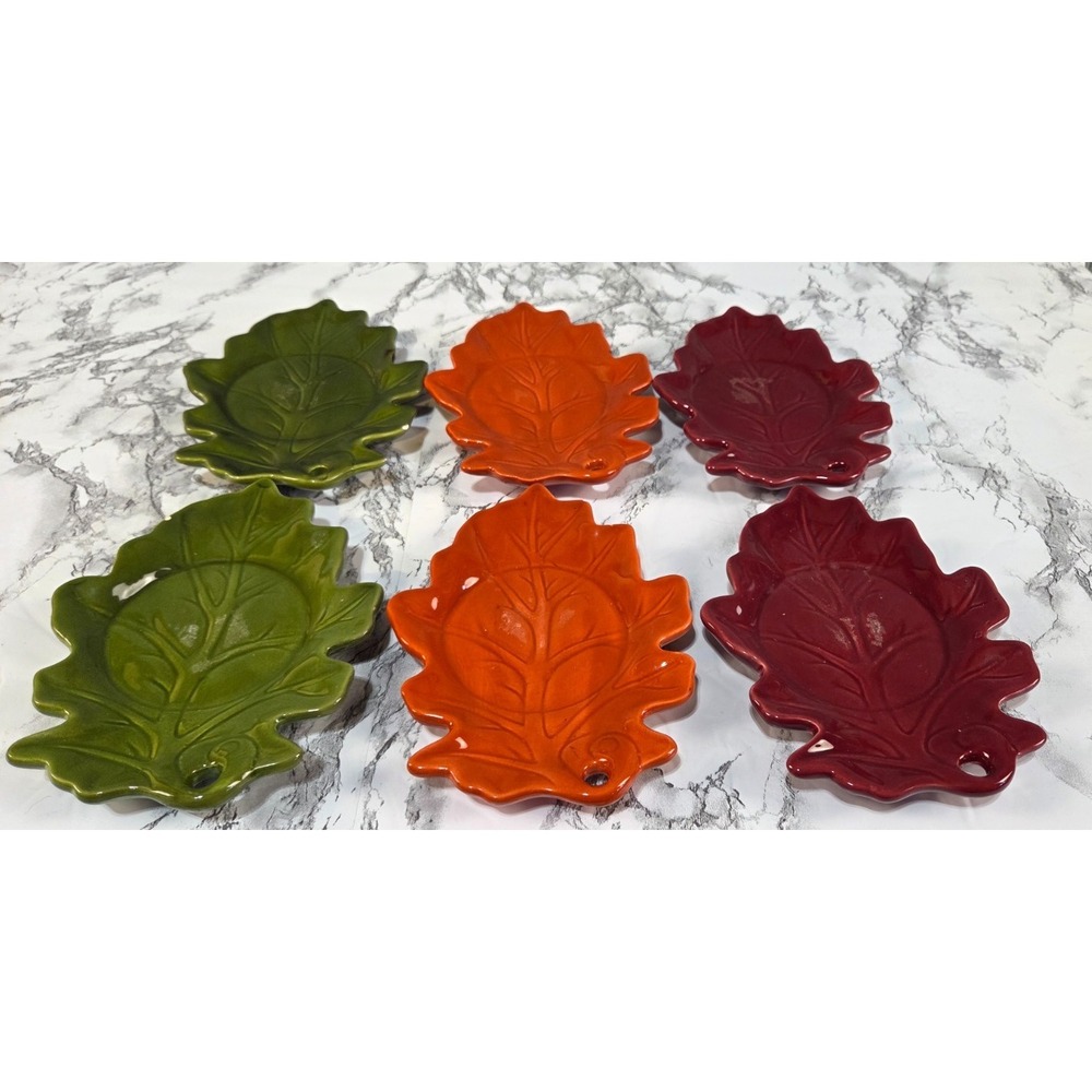 Set Of 6 Harvest Style Leaf Dishes Serving